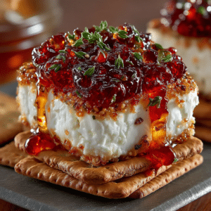 Quick Pepper Jelly Cream Cheese Appetizer: No-Fuss 2 u9124544528 A close up high angle shot showcasing a pilestack 95e719d4 18f8 41a2 8667 00681673f6fc 3