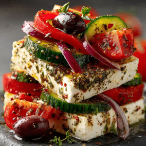 Fresh Greek Salad Recipe for Healthy Dinner Ideas 2 u9124544528 A close up high angle shot showcasing a pilestack 87a001ab 721a 4919 86f8 af8df00a087d 3